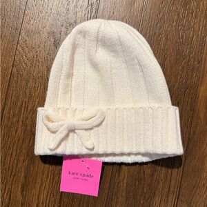 kate spade Cream Knit Beanie with Bow